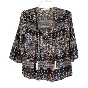 COLLECTIVE CONCEPTS, BOHO LIGHTWEIGHT, SHEER PEASANT TOP. SIZE MP